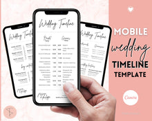 Load image into Gallery viewer, MOBILE Wedding Day Timeline Template, EDITABLE order of events, Wedding Timeline, Wedding Schedule, Wedding Day Timeline, wedding itinerary program | Mono Brit
