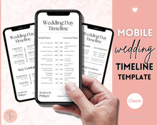 Load image into Gallery viewer, MOBILE Wedding Day Timeline Template, EDITABLE order of events, Wedding Timeline, Wedding Schedule, Wedding Day Timeline, wedding itinerary program | Mono Lux