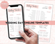 Load image into Gallery viewer, MOBILE Wedding Day Timeline Template, EDITABLE order of events, Wedding Timeline, Wedding Schedule, Wedding Day Timeline, wedding itinerary program | Pink Handwritten
