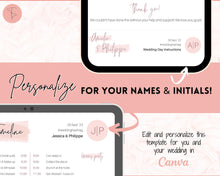 Load image into Gallery viewer, MOBILE Wedding Day Timeline Template, EDITABLE order of events, Wedding Timeline, Wedding Schedule, Wedding Day Timeline, wedding itinerary program | Pink Handwritten