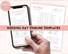 Load image into Gallery viewer, MOBILE Wedding Day Timeline Template, EDITABLE order of events, Wedding Timeline, Wedding Schedule, Wedding Day Timeline, wedding itinerary program | Pink Lux