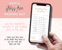 Load image into Gallery viewer, MOBILE Wedding Day Timeline Template, EDITABLE order of events, Wedding Timeline, Wedding Schedule, Wedding Day Timeline, wedding itinerary program | Pink Lux