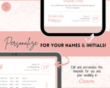 Load image into Gallery viewer, MOBILE Wedding Day Timeline Template, EDITABLE order of events, Wedding Timeline, Wedding Schedule, Wedding Day Timeline, wedding itinerary program | Pink Lux