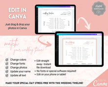 Load image into Gallery viewer, MOBILE Wedding Day Timeline Template, EDITABLE order of events, Wedding Timeline, Wedding Schedule, Wedding Day Timeline, wedding itinerary program | Pink Lux