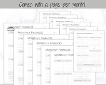 Load image into Gallery viewer, MONTHLY Budget Planner Printable, Financial Tracker Template, Paycheck, Savings Tracker, Binder, Debt, Bill, Spending, Expense Income