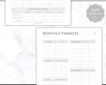 Load image into Gallery viewer, MONTHLY Budget Planner Printable, Financial Tracker Template, Paycheck, Savings Tracker, Binder, Debt, Bill, Spending, Expense Income
