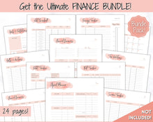 Load image into Gallery viewer, MONTHLY Budget Planner Printable, Financial Tracker Template, Paycheck, Savings Tracker, Binder, Debt, Bill, Spending, Expense Income