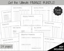 Load image into Gallery viewer, MONTHLY Budget Planner Printable, Financial Tracker Template, Paycheck, Savings Tracker, Binder, Debt, Bill, Spending, Expense Income
