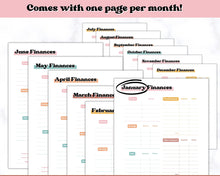 Load image into Gallery viewer, MONTHLY Budget Planner Printable, Financial Tracker Template, Paycheck, Savings Tracker, Binder, Debt, Bill, Spending, Expense Income | RETRO 70's themed