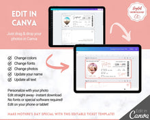 Load image into Gallery viewer, MOTHERS DAY Boarding Pass Template, EDITABLE Boarding Ticket for Mom, Surprise Vacation, Plane Ticket, Airline, Trip, Flight Gift, Holiday Destination, Fake, Last Minute DIY Gift for Mum