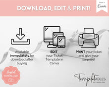 Load image into Gallery viewer, MOTHERS DAY Concert Ticket Template, EDITABLE Surprise Getaway gift, Invitation, Last minute Mom Mother's, Diy Musical Event, Theatre Show | Style 2