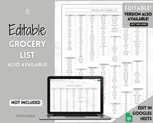 Load image into Gallery viewer, Grocery List Printable | Weekly Shopping List, Meal Planner Checklist, Kitchen Organization Template | Mono
