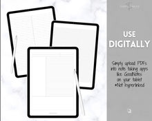 Load image into Gallery viewer, Note Taking Templates, Printable Paper, Note Taking Journal, Cornell Notes, Dot Lined Grid, Graph, Meeting Notebook, Student Digital Note-taking