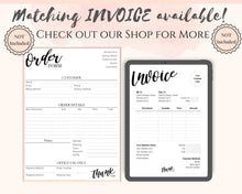 Load image into Gallery viewer, ORDER FORM Invoice Template, EDITABLE Custom Receipt Template, Printable Customer Sales Order Invoice, Receipt Form, Edit, Download A4 Pdf | Style 7