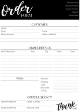 Load image into Gallery viewer, ORDER FORM Invoice Template, EDITABLE Custom Receipt Template, Printable Customer Sales Order Invoice, Receipt Form, Edit, Download A4 Pdf | Style 7
