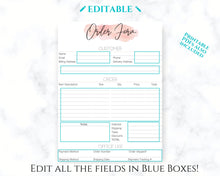 Load image into Gallery viewer, ORDER FORM Invoice Template, EDITABLE Custom Receipt Template, Printable Customer Sales Order Invoice, Receipt Form, Edit, Download A4 Pdf | Style 8