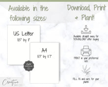 Load image into Gallery viewer, PLANT CARE Tags, Printable Plant Care Instructions Card, DIGITAL Care Card, Plant Sitter Gift, Plant Planner, Guide, Houseplant Garden Label
