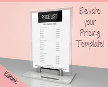 Load image into Gallery viewer, PRICE LIST Template Editable. Printable Price Sheet, Price Guide, Hair Salon, Hairdresser, Beauty, Pink Watercolor, Custom Menu, Pricing | Style 3