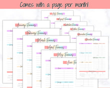 Load image into Gallery viewer, Paycheck Budget Planner Printable, Monthly Financial Tracker Template, Savings Tracker, Binder, Debt, Bill, Spending, Expenses Income Money | Pastel Rainbow