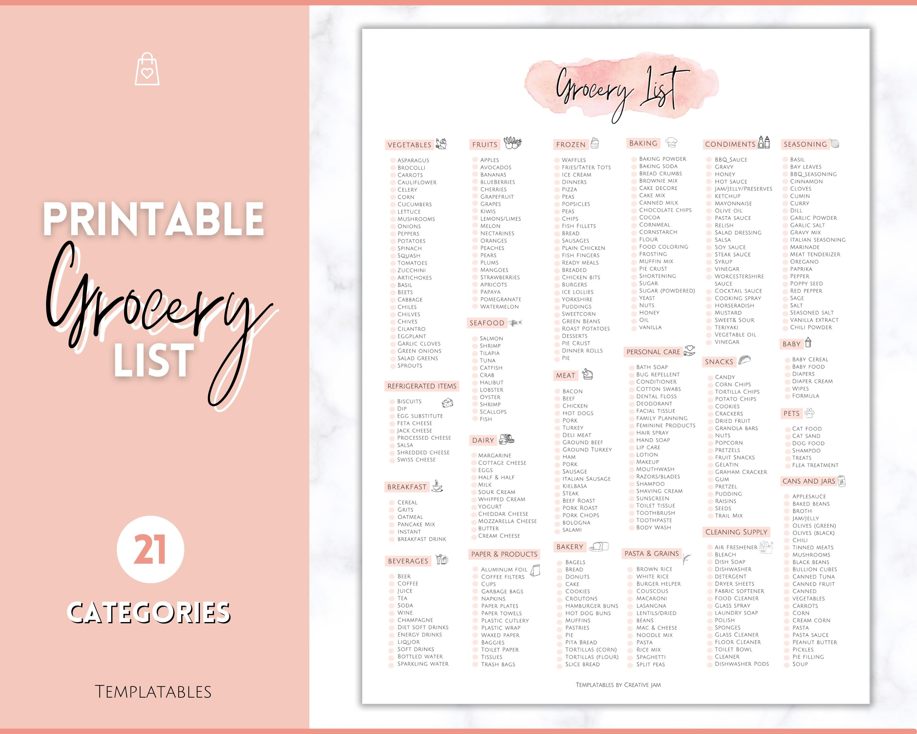 Printable Shopping List Paper