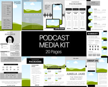 Load image into Gallery viewer, Podcast MEDIA KIT Template! Editable Canva Press Kit, Business Pitch, Rate Sheet Card, Podcasters, Planner, Influencer, Blogger, Price List | Mono