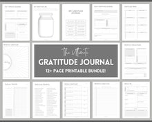 Load image into Gallery viewer, Printable Gratitude Journal BUNDLE! Mindfulness Log, Gratitude Template, Self Care Planner, Daily Journal for Women, Gratitude Jar, Wellness | Monochrome