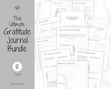 Load image into Gallery viewer, Printable Gratitude Journal BUNDLE! Mindfulness Log, Gratitude Template, Self Care Planner, Daily Journal for Women, Gratitude Jar, Wellness | Monochrome