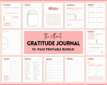 Load image into Gallery viewer, Printable Gratitude Journal BUNDLE! Mindfulness Log, Gratitude Template, Self Care Planner, Daily Journal for Women, Gratitude Jar, Wellness | Pink Watercolor