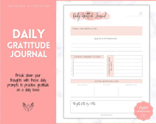 Load image into Gallery viewer, Printable Gratitude Journal BUNDLE! Mindfulness Log, Gratitude Template, Self Care Planner, Daily Journal for Women, Gratitude Jar, Wellness | Pink Watercolor