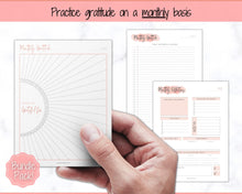 Load image into Gallery viewer, Printable Gratitude Journal BUNDLE! Mindfulness Log, Gratitude Template, Self Care Planner, Daily Journal for Women, Gratitude Jar, Wellness | Pink Watercolor