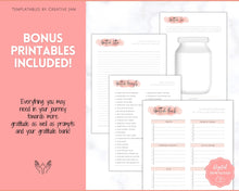 Load image into Gallery viewer, Printable Gratitude Journal BUNDLE! Mindfulness Log, Gratitude Template, Self Care Planner, Daily Journal for Women, Gratitude Jar, Wellness | Pink Watercolor