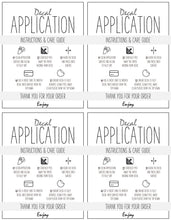 Load image into Gallery viewer, Printable Vinyl Decal Care Card Instructions. Decal Application Order Card, DIY Sticker Seller Packaging Label, Vinyl Decal Care Cards | Grey