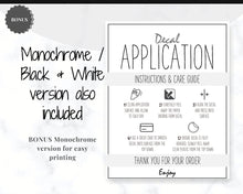 Load image into Gallery viewer, Printable Vinyl Decal Care Card Instructions. Decal Application Order Card, DIY Sticker Seller Packaging Label, Vinyl Decal Care Cards | Red