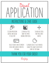 Load image into Gallery viewer, Printable Vinyl Decal Care Card Instructions. Decal Application Order Card, DIY Sticker Seller Packaging Label, Vinyl Decal Care Cards | Teal & Red