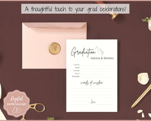 Load image into Gallery viewer, Printable Words of Wisdom Card, Graduation Advice & Wishes Party Poster Template, Graduate, College, High School Grad, Class of 2022, Advice Poster, Advice Card