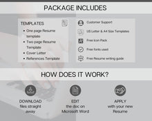 Load image into Gallery viewer, Professional Resume Template Word. CV Template Professional, CV Design, Executive Resume Template, Clean Curriculum Vitae, Minimalist, Free | Style 16