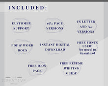 Load image into Gallery viewer, Professional Resume Template Word. CV Template Professional, Modern Executive Resume Template, Clean, Minimalist Resume, Free Docs Bundle