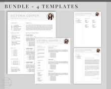 Load image into Gallery viewer, Professional Resume Template Word. CV Template Professional, Modern Executive Resume Template, Clean, Minimalist Resume, Free Docs Bundle | Style 11