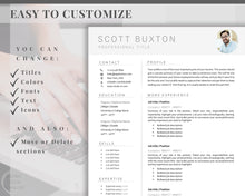 Load image into Gallery viewer, Professional Resume Template Word. CV Template Professional, Modern Executive Resume Template, Clean, Minimalist Resume, Free Docs Bundle | Style 8