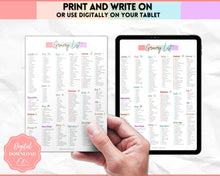 Load image into Gallery viewer, Rainbow Grocery List, Master Grocery List Printable, Weekly Shopping List, Meal Planner Checklist, Grocery PDF, Kitchen Organization Template | Pastel Rainbow
