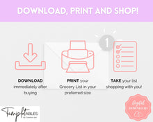 Load image into Gallery viewer, Rainbow Grocery List, Master Grocery List Printable, Weekly Shopping List, Meal Planner Checklist, Grocery PDF, Kitchen Organization Template | Pastel Rainbow