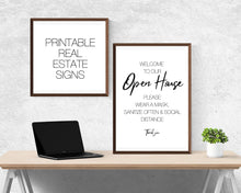 Load image into Gallery viewer, Real Estate Open House COVID SIGN. Welcome Sign, Wear a mask, Social Distancing, Corona Virus Signs, Realtor Sign, Face Mask Sign, Signage
