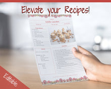 Load image into Gallery viewer, Recipe Sheet template, EDITABLE CHRISTMAS Recipe Book Template, Recipe Cards, Minimal Recipe Binder, Printable Farmhouse, Planner Journal