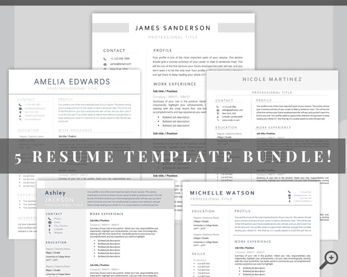 Resume TEMPLATE Bundle Word. Professional Resume Bundle. Minimalist Executive CV Template free. Resume Templates Bundle. Curriculum Vitae | Style 1