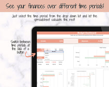 Load image into Gallery viewer, SIMPLE Budget Planner, Google Sheets Budget Spreadsheet, Monthly Budget Template, Automated Paycheck Financial Planner, Expenses Savings | Orange