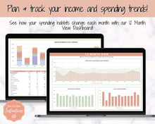 Load image into Gallery viewer, SIMPLE Budget Planner, Google Sheets Budget Spreadsheet, Monthly Budget Template, Automated Paycheck Financial Planner, Expenses Savings | Orange