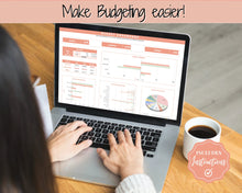 Load image into Gallery viewer, SIMPLE Budget Planner, Google Sheets Budget Spreadsheet, Monthly Budget Template, Automated Paycheck Financial Planner, Expenses Savings | Orange