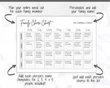 Load image into Gallery viewer, SIMPLE Family Chore Chart, Editable Family Planner Printable, Weekly Family Schedule, Family Calendar, Command Center, Household Kid Adult - Mono