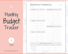Load image into Gallery viewer, SIMPLE MONTHLY Budget Planner Printable, Financial Tracker Template, Paycheck, Savings Tracker, Binder, Debt, Bill, Spending, Expense Income
