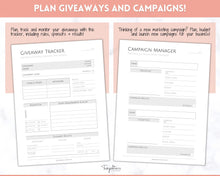 Load image into Gallery viewer, SOCIAL MEDIA Planner for Small Business, Content Planner Printable, Instagram, YouTube, TikTok, Facebook, Side Hustle, Marketing Calendar | Mono